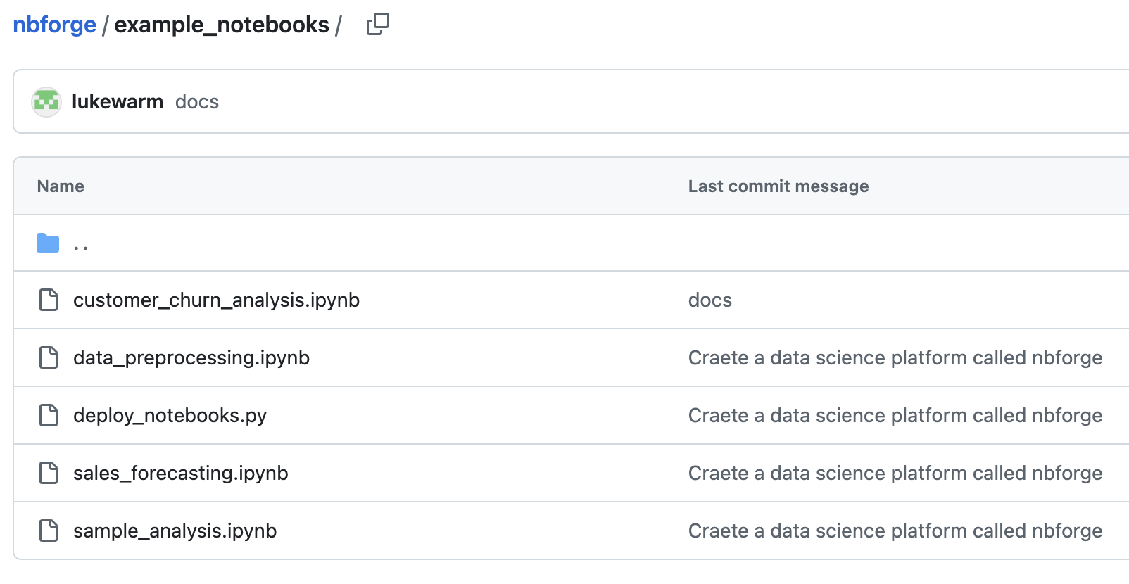 Notebook management interface
